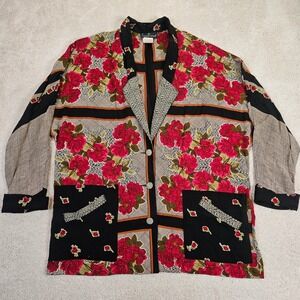 VTG‎ Women's Carole Little Floral Tapestry Blazer Jacket Size 14 Oversized Artsy